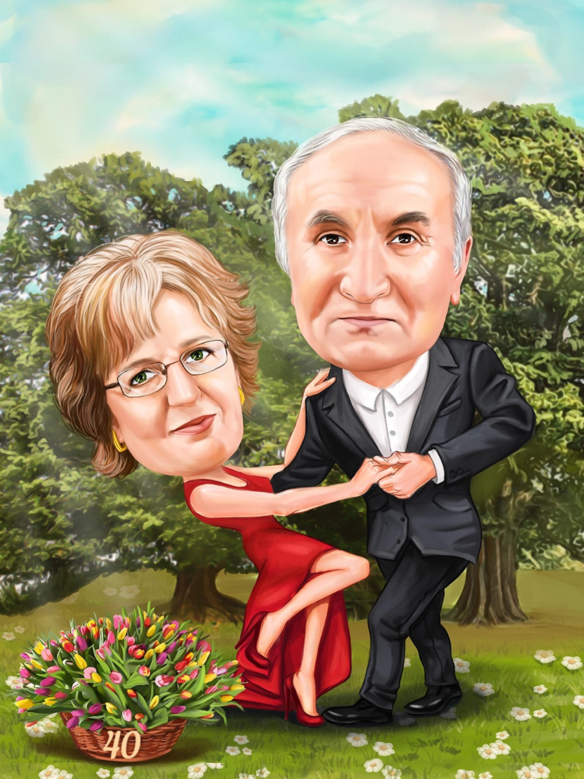 30 years since marriage caricature