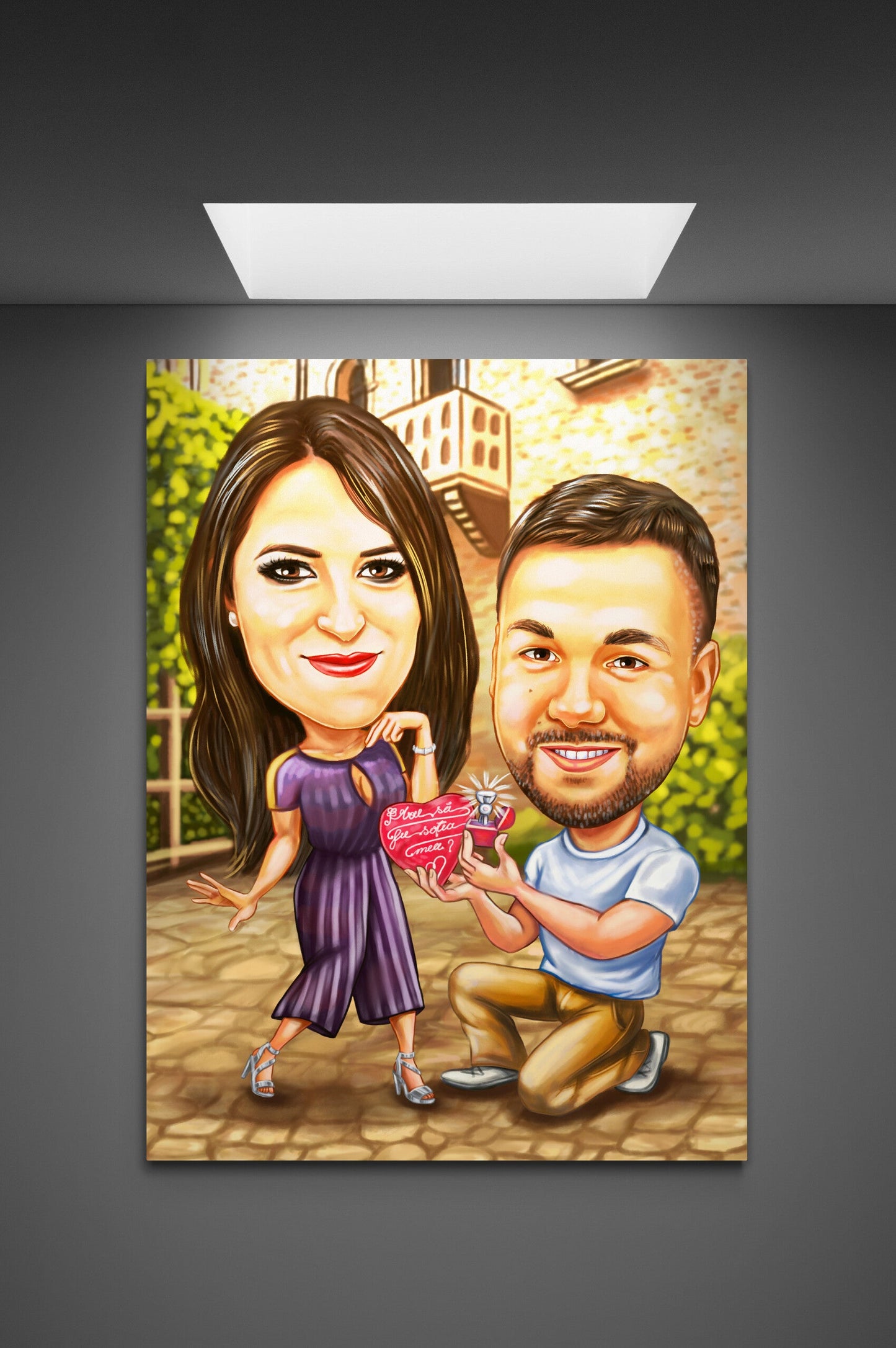 Marriage proposal caricature