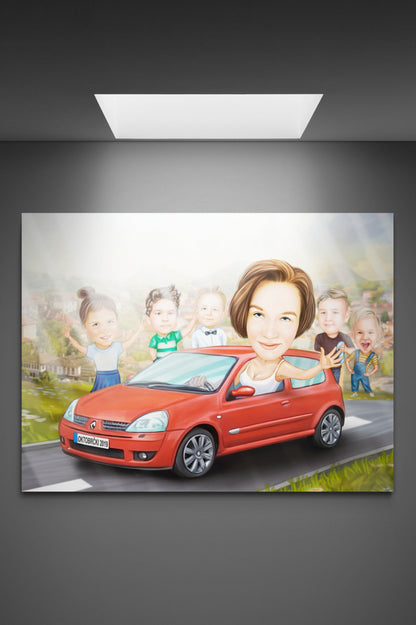 Her and children caricature
