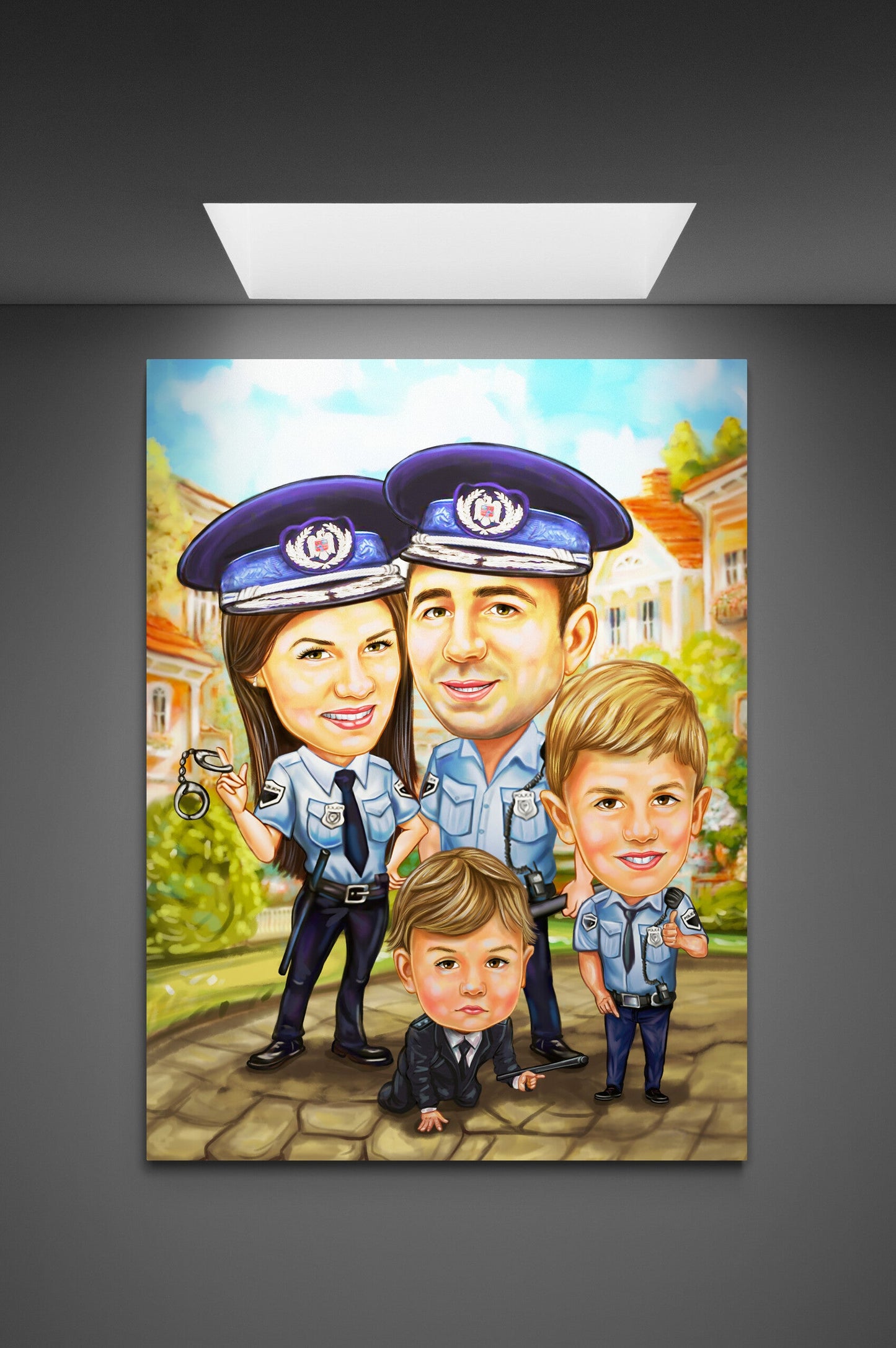 Police family caricature