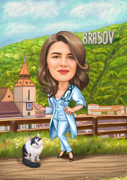 Doctor in Brasov caricature