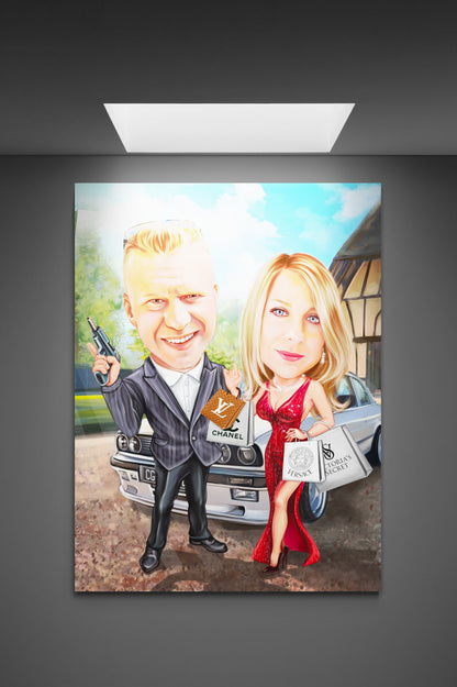 His and her passions caricature