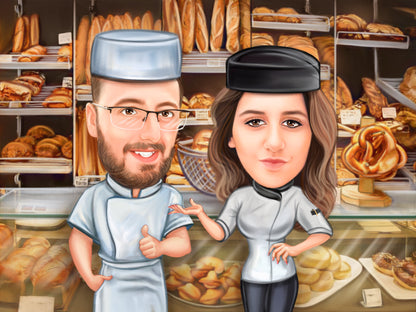 Pastry chefs caricature