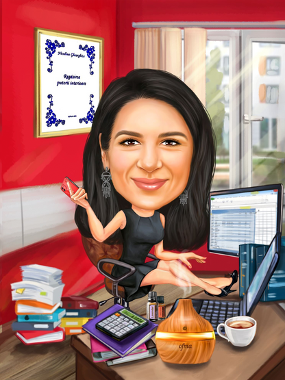 Sexy accounting lady caricature